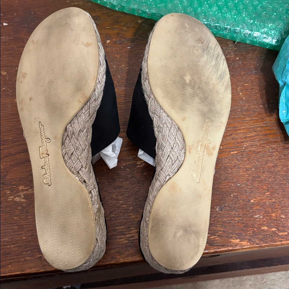 Salvatore Ferragamo Black Suede Slides - Picture 8 of 8